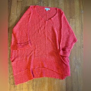 OS orange vneck sweater